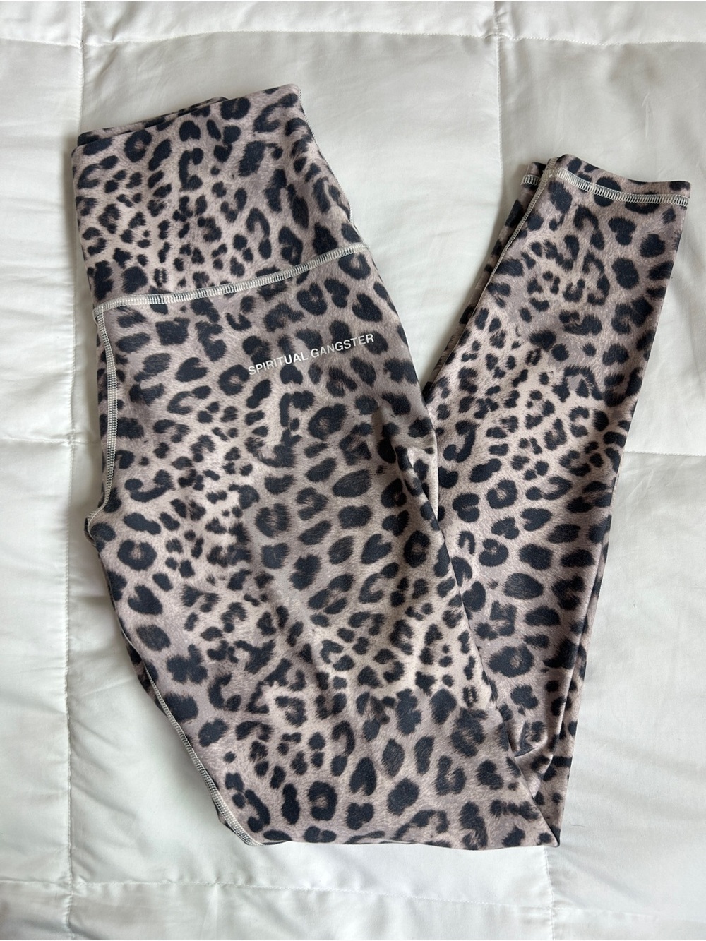 Spiritual gangster Leopard Print Strappy Sports Bra & Legging Set - Picture 2 of 10